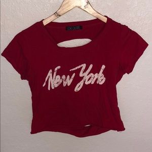 Red New York Crop Top